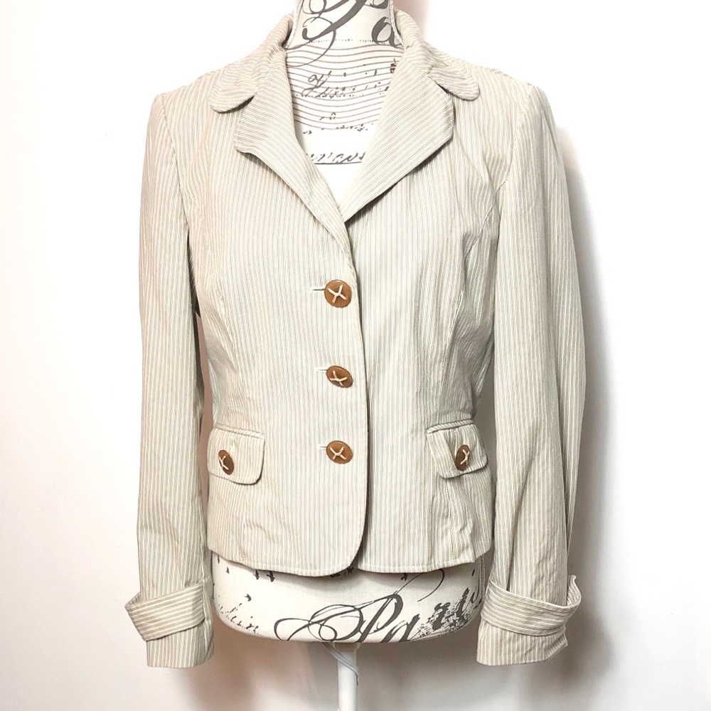Talbots striped blazer jacket stretch size 6